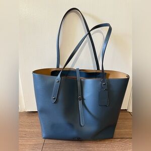 COACH blue leather Market tote Bag EUC